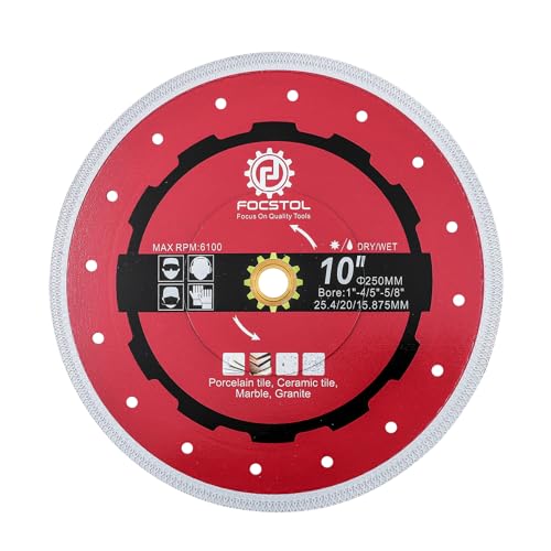 FOCSTOL Diamant Trennscheibe - 250mm Fliesentrennscheibe für Porzellan Keramikfliesen Marmor Granit Quarz Laube 25,4mm x 20mm x 15,875mm FOCSTOL Diamant Trennscheibe - 250mm Fliesentrennscheibe für Porzellan Keramikfliesen Marmor Granit Quarz Laube 25,4mm x 20mm x 15,875mm von FOCSTOL