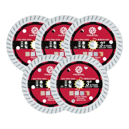 FOCSTOL Diamant Trennscheibe Beton - 5 Stück 75mm x 10mm Diamant Sägeblatt für Granit Marmor Beton Mauerwerk FOCSTOL Diamant Trennscheibe Beton - 5 Stück 75mm x 10mm Diamant Sägeblatt für Granit Marmor Beton Mauerwerk von FOCSTOL