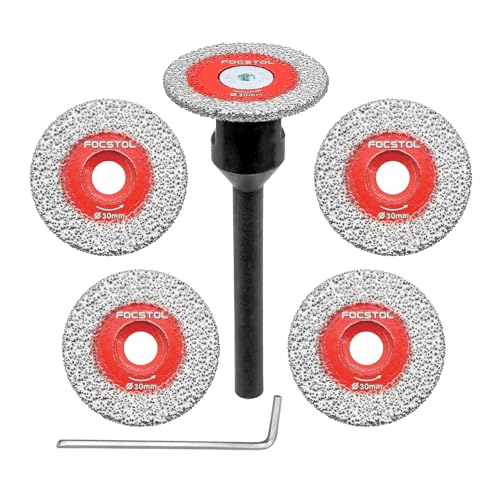 FOCSTOL Diamant Trennscheibe Fliesen - 5 Stück 30mm Mini Diamant Fliesenscheibe und 1 Stück 6mm Rundschaft für Marmor Granit Kunststein Porzellan Fliesen Keramik FOCSTOL Diamant Trennscheibe Fliesen - 5 Stück 30mm Mini Diamant Fliesenscheibe und 1 Stück 6mm Rundschaft für Marmor Granit Kunststein Porzellan Fliesen Keramik von FOCSTOL