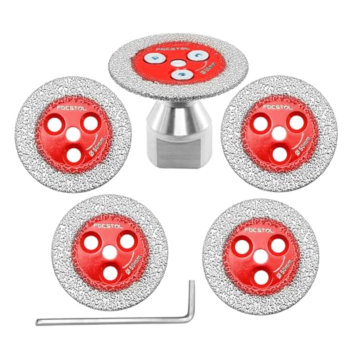 FOCSTOL Diamant Trennscheibe Fliesen - 5 Stück 50mm Mini Diamant Fliesenscheibe und 1 Stück 6mm M14 Gewinde Flansch für Marmor Granit Kunststein Porzellan Fliesen Keramik FOCSTOL Diamant Trennscheibe Fliesen - 5 Stück 50mm Mini Diamant Fliesenscheibe und 1 Stück 6mm M14 Gewinde Flansch für Marmor Granit Kunststein Porzellan Fliesen Keramik von FOCSTOL