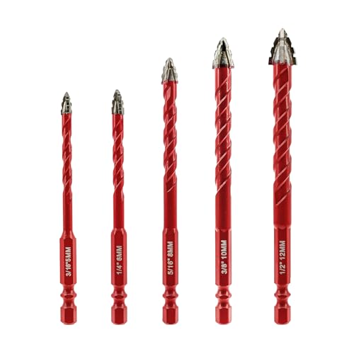 FOCSTOL Exzenterbohrer Set 5 Stück – 5/6/8/10mm Hartmetallbohrer Exzenterbohrer mit Gezackten Zähnen für Holz, Kunststoff, Mauerwerk, Keramik, Fliesen, Beton, Marmor FOCSTOL Exzenterbohrer Set 5 Stück – 5/6/8/10mm Hartmetallbohrer Exzenterbohrer mit Gezackten Zähnen für Holz, Kunststoff, Mauerwerk, Keramik, Fliesen, Beton, Marmor von FOCSTOL