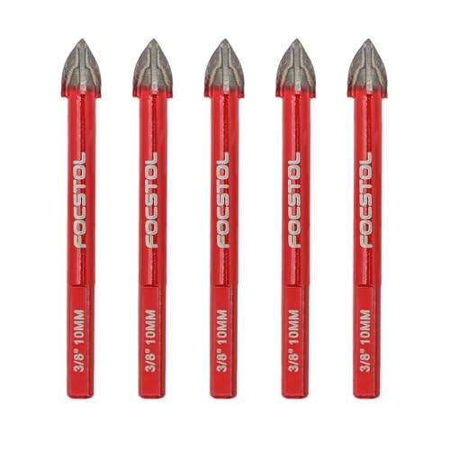 FOCSTOL Fliesenbohrer Set 10mm - 5 Stück Hartmetallbohrer mit Dreikantschaft für Holz Kunststoff Mauerwerk Keramikfliesen Beton Marmor FOCSTOL Fliesenbohrer Set 10mm - 5 Stück Hartmetallbohrer mit Dreikantschaft für Holz Kunststoff Mauerwerk Keramikfliesen Beton Marmor von FOCSTOL
