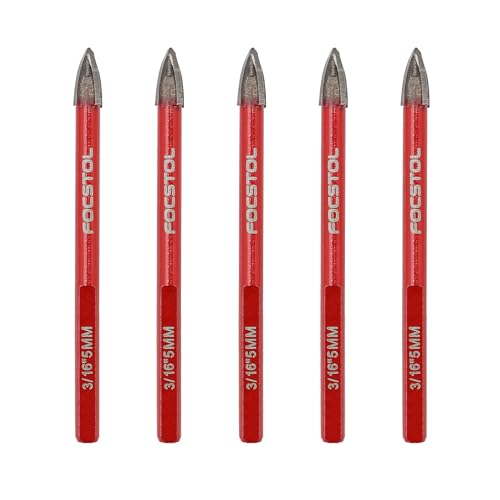 FOCSTOL Fliesenbohrer Set 5mm - 5 Stück Hartmetallbohrer mit Dreikantschaft für Holz Kunststoff Mauerwerk Keramikfliesen Beton Marmor FOCSTOL Fliesenbohrer Set 5mm - 5 Stück Hartmetallbohrer mit Dreikantschaft für Holz Kunststoff Mauerwerk Keramikfliesen Beton Marmor von FOCSTOL