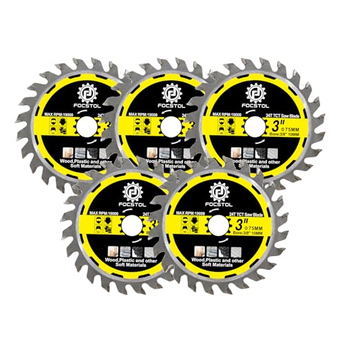FOCSTOL Kreissägeblätt TCT 75mm x 10mm - 5 Stück Trennscheibe Holz zum Schneiden von Holz Kunststoff von FOCSTOL