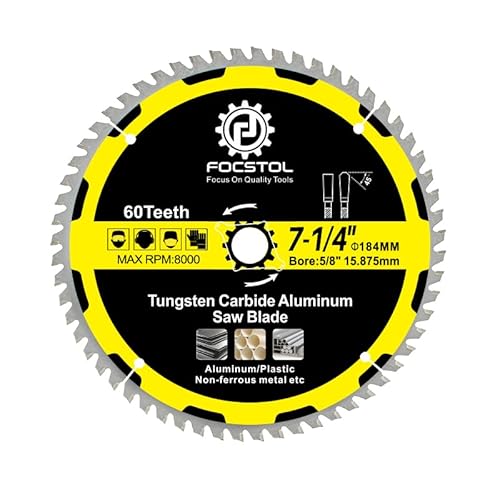 FOCSTOL Kreissägeblatt für Aluminium 184mm x 15,875mm - Sägeblatt 60 Zähne zum Schneiden von Nichteisenmetallen Kunststoff von FOCSTOL