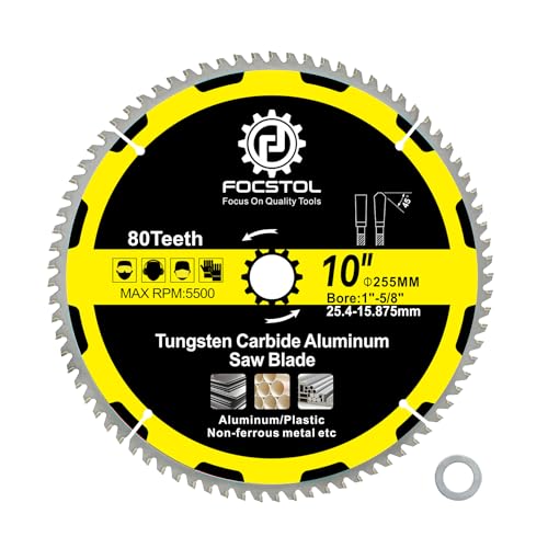 FOCSTOL Kreissägeblatt für Aluminium 255mm x 25,4/15,875mm - Sägeblatt für Aluminium 80 Zähne zum Schneiden von Aluminium Nichteisenmetallen Kunststoff FOCSTOL Kreissägeblatt für Aluminium 255mm x 25,4/15,875mm - Sägeblatt für Aluminium 80 Zähne zum Schneiden von Aluminium Nichteisenmetallen Kunststoff von FOCSTOL