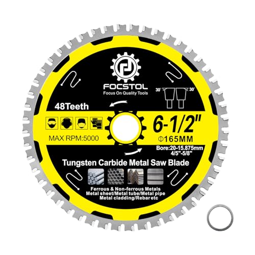 FOCSTOL Schneidendes Kreissägeblatt für Metall 165mm x 20mm x 15,875mm - Trennscheibe für Metall 48 Zähne für Stahl Rostfreier Stahl Eisenmetalle Stahlrohre von FOCSTOL