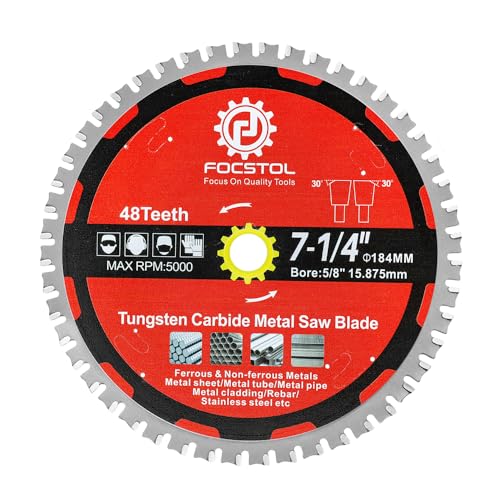 FOCSTOL Schneidendes Kreissägeblatt für Metall 184mm x 15,875mm - Trennscheibe für Metall 48 Zähne für Stahl Rostfreier Stahl Eisenmetalle Stahlrohre FOCSTOL Schneidendes Kreissägeblatt für Metall 184mm x 15,875mm - Trennscheibe für Metall 48 Zähne für Stahl Rostfreier Stahl Eisenmetalle Stahlrohre von FOCSTOL