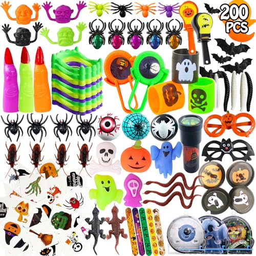 Halloween-Partybevorzugungs-Set, 200 Stück, Trick or Treat Taschen, Spielpreise, Klassenzimmerbelohnungen von FODYNE