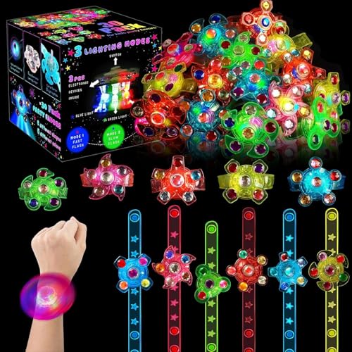 LED-Armbänder, leuchtet im Dunkeln, Partyzubehör, LED-Licht-Fidget-Spinner-Armbänder für Kinder, Geburtstagsparty-Geschenke, Klassenzimmerpreise, Goodie-Bag-Füllungen für Jungen und Mädchen (12) LED-Armbänder, leuchtet im Dunkeln, Partyzubehör, LED-Licht-Fidget-Spinner-Armbänder für Kinder, Geburtstagsparty-Geschenke, Klassenzimmerpreise, Goodie-Bag-Füllungen für Jungen und Mädchen (12) von FODYNE