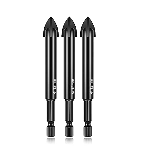 Diamanten, Mauerwerk Bohrer Set Wolframkarbid 3mm bis 12mm for Porzellan Fliesen Beton Glas(3PCS 12MM) von FOELANNE