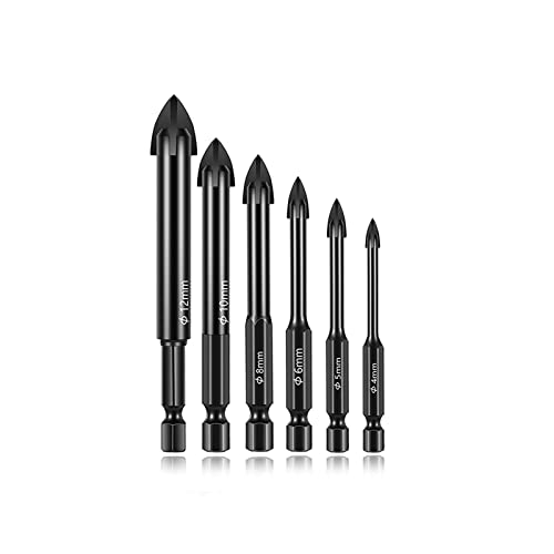 Diamanten, Mauerwerk Bohrer Set Wolframkarbid 3mm bis 12mm for Porzellan Fliesen Beton Glas(4-5-6-8-10-12 MM) von FOELANNE