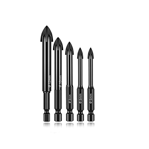 Diamanten, Mauerwerk Bohrer Set Wolframkarbid 3mm bis 12mm for Porzellan Fliesen Beton Glas(6-6-8-10-12 MM) von FOELANNE