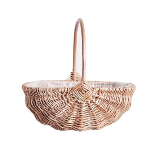 FOELANNE Blumenmädchen Korb für Hochzeit, Handgewebt mit Griff, Mehrzweck-Haushalt for Mädchen und Jungen, Knoblauch-Pfeffer-Kollektion(L) von FOELANNE