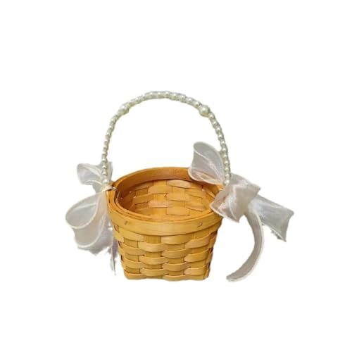 FOELANNE Blumenmädchen Korb für Hochzeit, Perlenhandgewebte runde Schleife, geeignete Aufbewahrungsdekoration for Zuhause FOELANNE Blumenmädchen Korb für Hochzeit, Perlenhandgewebte runde Schleife, geeignete Aufbewahrungsdekoration for Zuhause von FOELANNE