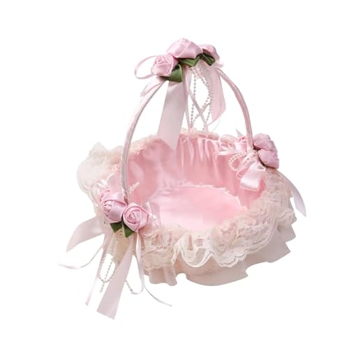 FOELANNE Blumenmädchen Korb für Hochzeit, Spitzenschleifen-Dekorationen, Handkorb, Satinbänder, Korb, Verlobungsfeier, Zeremonie, Bankett FOELANNE Blumenmädchen Korb für Hochzeit, Spitzenschleifen-Dekorationen, Handkorb, Satinbänder, Korb, Verlobungsfeier, Zeremonie, Bankett von FOELANNE