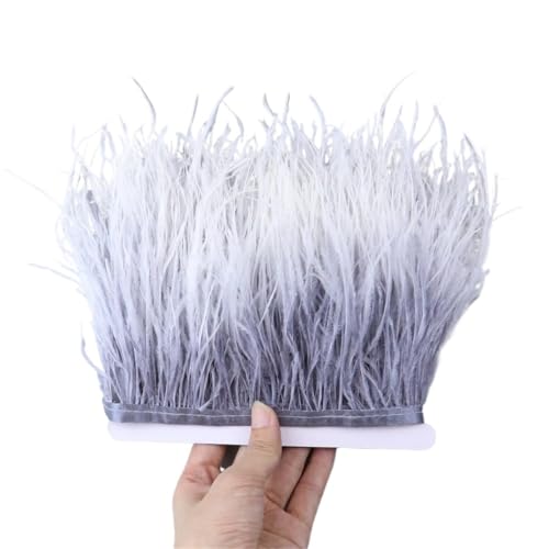 FOELANNE Federn Trims Fransen, Ostrich Feather Trim Fringe 4-6 Inches Natural Ribbon for Costume Party Dress Decor & Crafts(Color-11) von FOELANNE