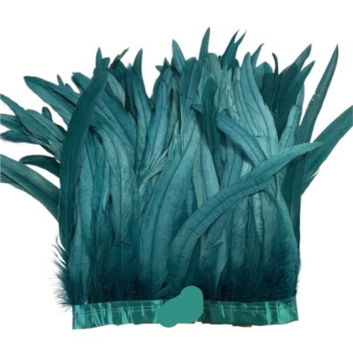 FOELANNE Federn Trims Fransen, Rooster Tail Feather Trim Fringe 25-30cm/10-12 Inches 10 Meters Dress DIY Decoration Crafts Ribbon Plume(Deep Blue1) von FOELANNE