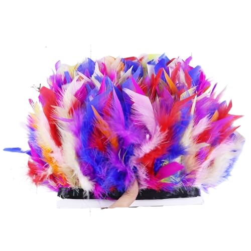 FOELANNE Federn Trims Fransen, Turkey Feather Trim Fringe 2 Meter 4-6 Inches Plume Ribbon for Crafts Wedding Dress Decoration(Deep Blue) von FOELANNE
