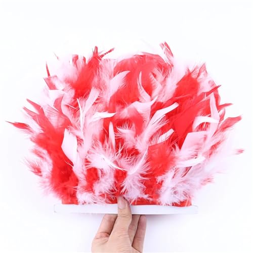 FOELANNE Federn Trims Fransen, Turkey Feather Trim Fringe 2 Meter 4-6 Inches Plume Ribbon for Crafts Wedding Dress Decoration(White) von FOELANNE