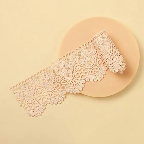 Zurückziehende Seite, 10 cm x 1 Meter ausgehöhltes, floral besticktes, wasserlösliches Spitzenband – mehrfarbig(Apricot) von FOELANNE