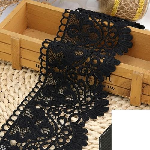 Zurückziehende Seite, 10 cm x 1 Meter ausgehöhltes, floral besticktes, wasserlösliches Spitzenband – mehrfarbig(Black) von FOELANNE