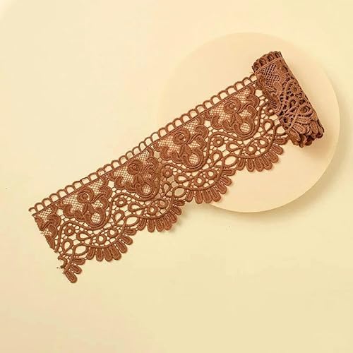 Zurückziehende Seite, 10 cm x 1 Meter ausgehöhltes, floral besticktes, wasserlösliches Spitzenband – mehrfarbig(Dark Coffee) von FOELANNE