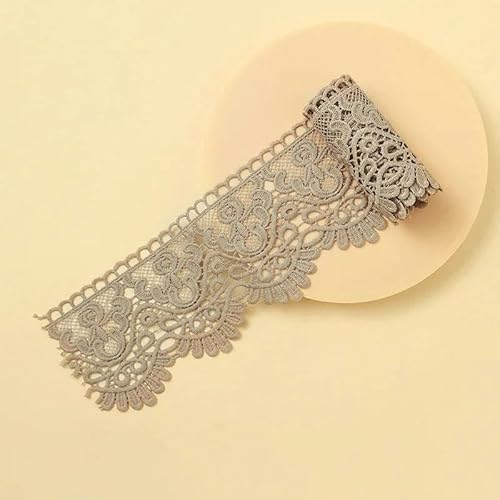 Zurückziehende Seite, 10 cm x 1 Meter ausgehöhltes, floral besticktes, wasserlösliches Spitzenband – mehrfarbig(Dark Ma Gray) von FOELANNE