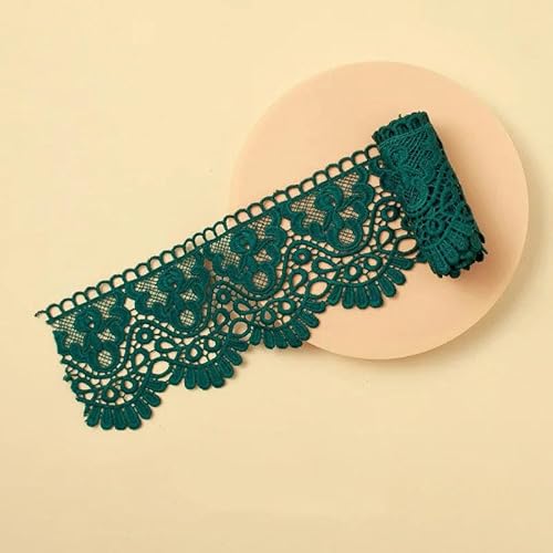 Zurückziehende Seite, 10 cm x 1 Meter ausgehöhltes, floral besticktes, wasserlösliches Spitzenband – mehrfarbig(Deep Green) von FOELANNE