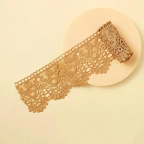 Zurückziehende Seite, 10 cm x 1 Meter ausgehöhltes, floral besticktes, wasserlösliches Spitzenband – mehrfarbig(Light Coffee) von FOELANNE