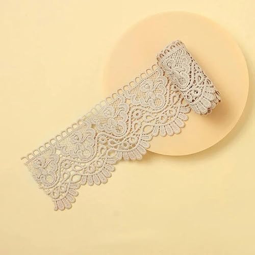 Zurückziehende Seite, 10 cm x 1 Meter ausgehöhltes, floral besticktes, wasserlösliches Spitzenband – mehrfarbig(Light Ma Gray) von FOELANNE