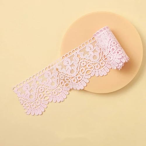 Zurückziehende Seite, 10 cm x 1 Meter ausgehöhltes, floral besticktes, wasserlösliches Spitzenband – mehrfarbig(Light Pink) von FOELANNE