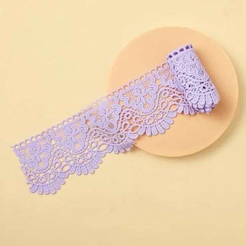 Zurückziehende Seite, 10 cm x 1 Meter ausgehöhltes, floral besticktes, wasserlösliches Spitzenband – mehrfarbig(Light Purple) von FOELANNE