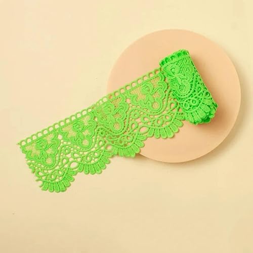 Zurückziehende Seite, 10 cm x 1 Meter ausgehöhltes, floral besticktes, wasserlösliches Spitzenband – mehrfarbig(Light green) von FOELANNE