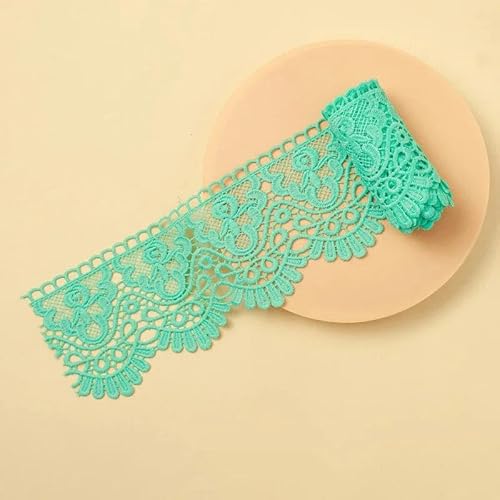 Zurückziehende Seite, 10 cm x 1 Meter ausgehöhltes, floral besticktes, wasserlösliches Spitzenband – mehrfarbig(Mint Green) von FOELANNE