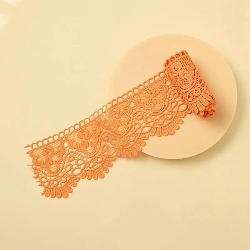 Zurückziehende Seite, 10 cm x 1 Meter ausgehöhltes, floral besticktes, wasserlösliches Spitzenband – mehrfarbig(Orange) von FOELANNE