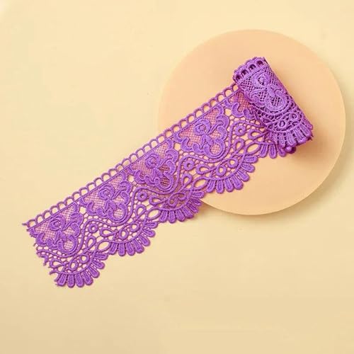 Zurückziehende Seite, 10 cm x 1 Meter ausgehöhltes, floral besticktes, wasserlösliches Spitzenband – mehrfarbig(PURPLE) von FOELANNE