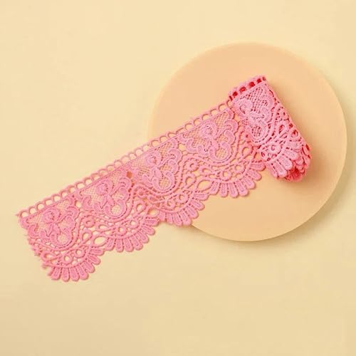 Zurückziehende Seite, 10 cm x 1 Meter ausgehöhltes, floral besticktes, wasserlösliches Spitzenband – mehrfarbig(Pink) von FOELANNE