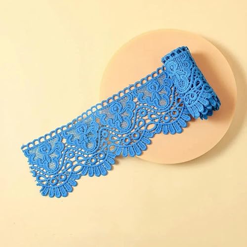 Zurückziehende Seite, 10 cm x 1 Meter ausgehöhltes, floral besticktes, wasserlösliches Spitzenband – mehrfarbig(ROYAL BLUE) von FOELANNE