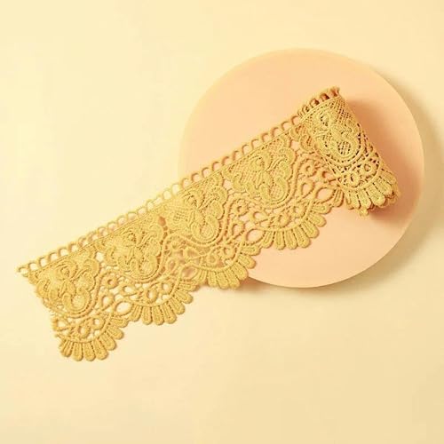 Zurückziehende Seite, 10 cm x 1 Meter ausgehöhltes, floral besticktes, wasserlösliches Spitzenband – mehrfarbig(Tu Huang) von FOELANNE