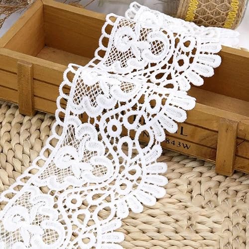Zurückziehende Seite, 10 cm x 1 Meter ausgehöhltes, floral besticktes, wasserlösliches Spitzenband – mehrfarbig(WHITE) von FOELANNE