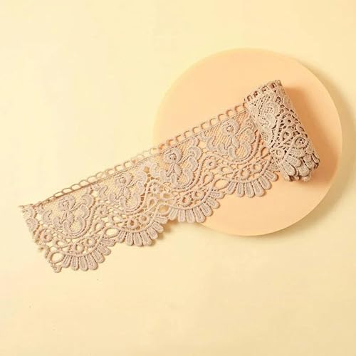 Zurückziehende Seite, 10 cm x 1 Meter ausgehöhltes, floral besticktes, wasserlösliches Spitzenband – mehrfarbig(Xia Hong) von FOELANNE
