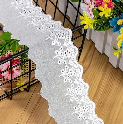 Zurückziehende Seite, Baumwoll-Stickerei-Spitzenband, 6 cm Breite, 4,5 m, mehrfarbig(White) von FOELANNE