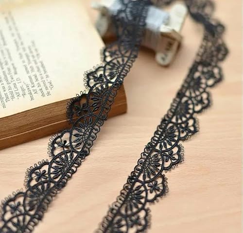 Zurückziehende Seite, Bestickte Netzspitze, Stoffbesatz, Bänder, DIY, Nähen, handgefertigte Bastelmaterialien, 2 oder 4 Yards, Schwarz, Weiß(Black,2 yards) von FOELANNE