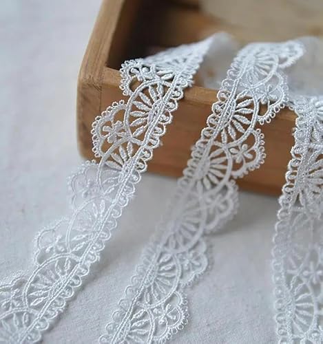 Zurückziehende Seite, Bestickte Netzspitze, Stoffbesatz, Bänder, DIY, Nähen, handgefertigte Bastelmaterialien, 2 oder 4 Yards, Schwarz, Weiß(White,2 yards) von FOELANNE