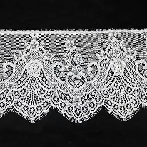 Zurückziehende Seite, Handgefertigter französischer Spitzenapplikationsstoff for Nähen, for Hochzeiten, Stickereien, Weiß, Schwarz, 20 cm(WHITE) von FOELANNE
