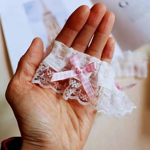 Zurückziehende Seite, Spitzenapplikation, DIY, Nähen, Basteln, for Kleidung, Hüte, Heimtextilien, weiß, rosa, Polyester-Baumwoll-Voile, 5 cm breit, 1 Yard(White) von FOELANNE