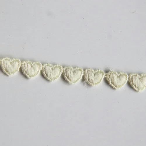 Zurückziehende Seite, Wasserlösliches Spitzenband for Selbermachen, Herzform, bestickt, 0,8 cm breit, 4,5 m, mehrfarbig, 100% Polyester(Light yellow) von FOELANNE