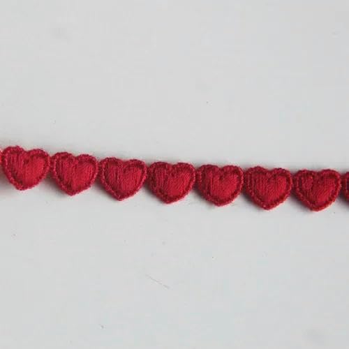 Zurückziehende Seite, Wasserlösliches Spitzenband for Selbermachen, Herzform, bestickt, 0,8 cm breit, 4,5 m, mehrfarbig, 100% Polyester(Wine red) von FOELANNE