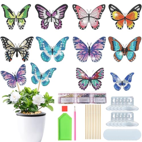 FOGARI 10PCS Schmetterling Diamond Painting Kits, Schmetterling Stakes Diamant Kunst Kits, Schmetterling Diamant Painting Ornaments Zubehör, Diamond Painting Art für Garten Dekor Kunst-Kits FOGARI 10PCS Schmetterling Diamond Painting Kits, Schmetterling Stakes Diamant Kunst Kits, Schmetterling Diamant Painting Ornaments Zubehör, Diamond Painting Art für Garten Dekor Kunst-Kits von FOGARI